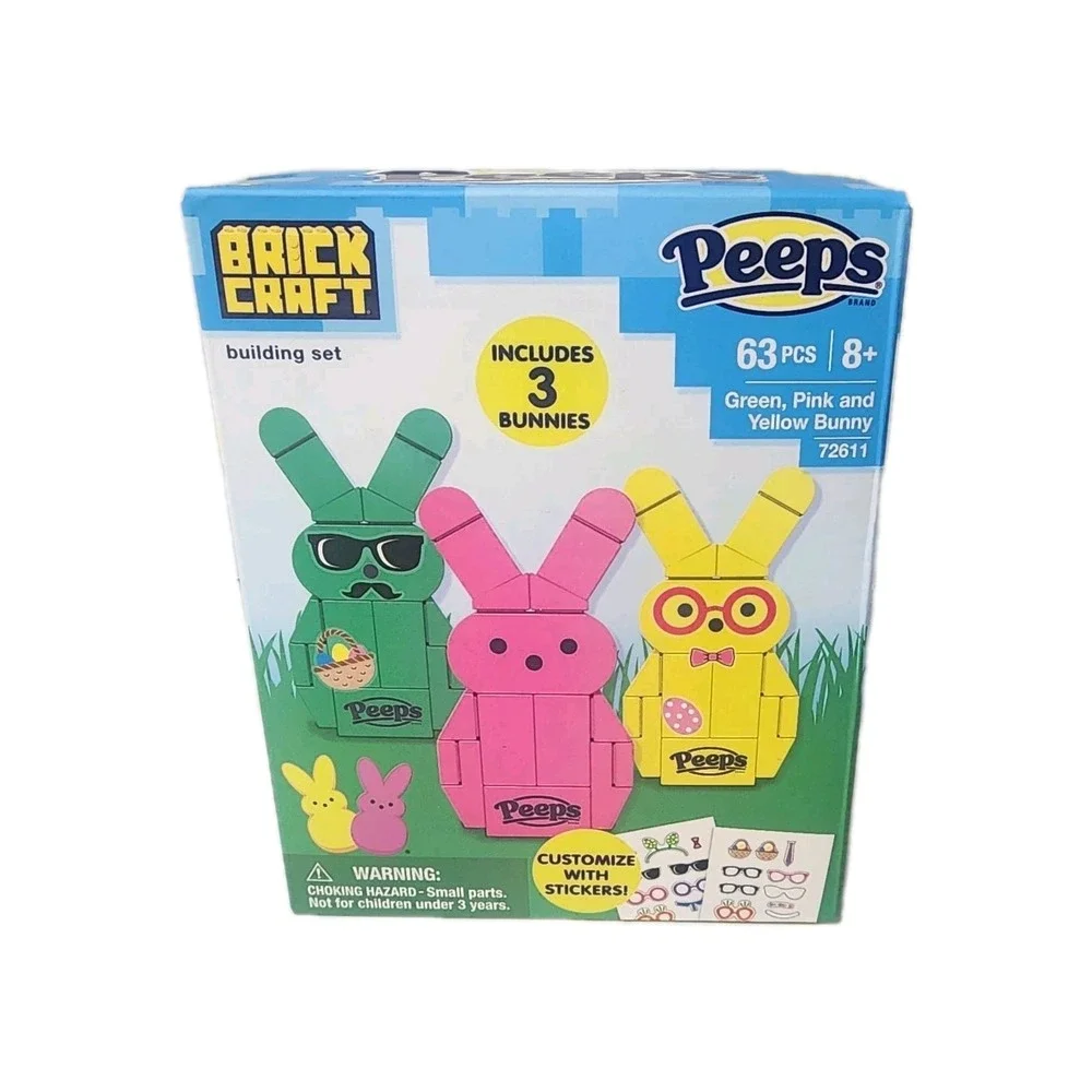 Brick Craft 3 Peeps Building Sets And 2 Sticker Sheets New in Box Sealed Easter